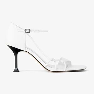 Zara White Leather Heeled Sandal